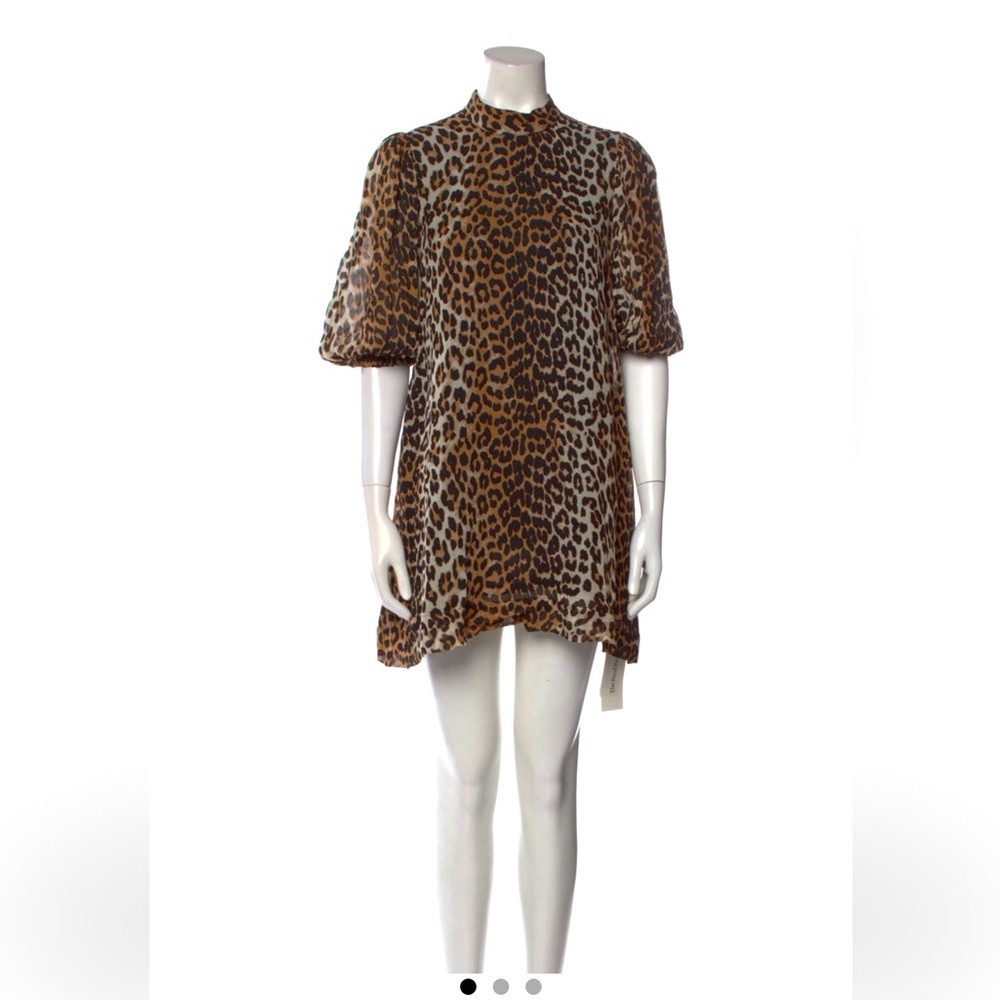 GANNI || Ganni Leopard PRINTED GEORGETTE MINI DRESS size 34 US 4